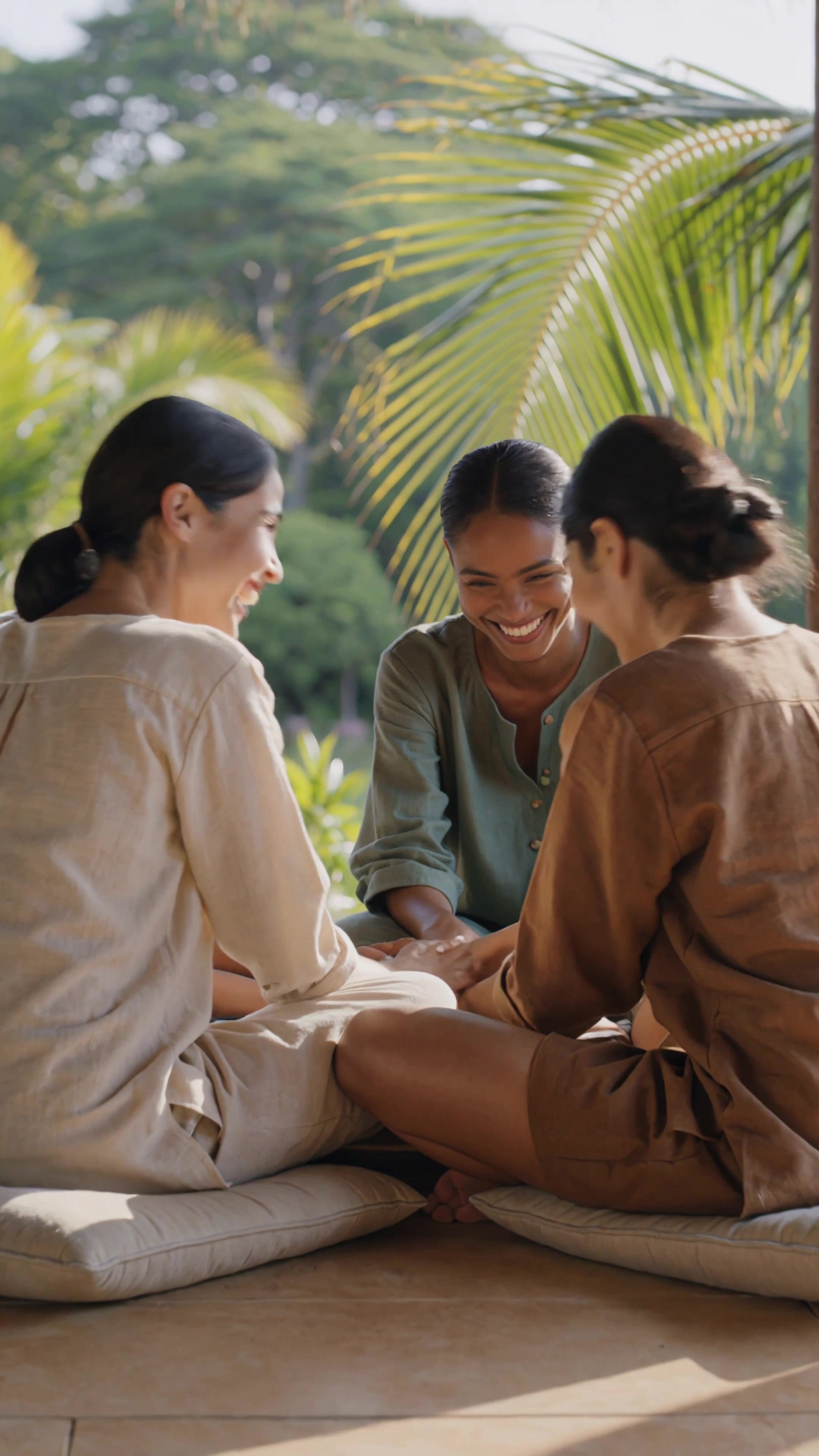 Women in a circle at golden hour